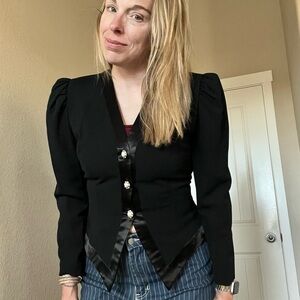 Saks Fifth Avenue Black Blazer with Pearl Buttons